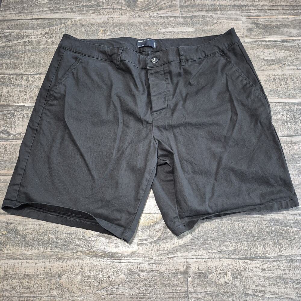 ASOS Chino Shorts Men Waist 40 Measured 38 1/2 Black Button Inseam 8 Rise 11